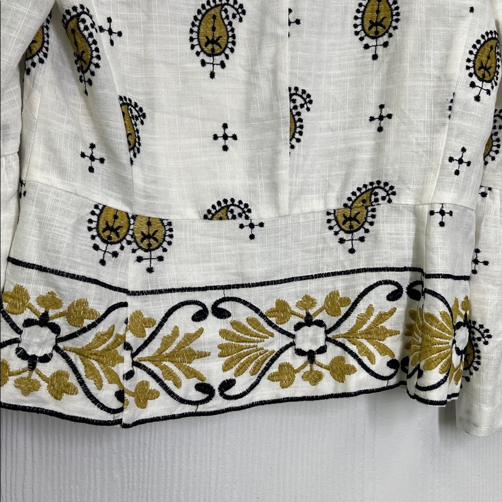 Zara - Embroidered Gold And Black Open Front Paisley Pattern Blazer Size XS - Picture 11 of 11